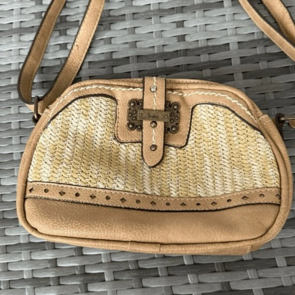b.o.c Farrell Hill Straw Vegan Leather Crossbody Bag Purse Festival Coastal‎